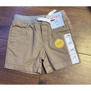 Cat & Jack Tan/grey Shorts Flex Drawstring Pockets NWT 18 Months Pull on 12 m